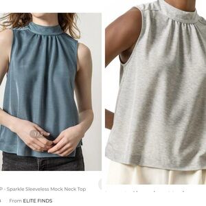 Lilla P set of two mock neck sparkle sleeveless tops, NWT size M